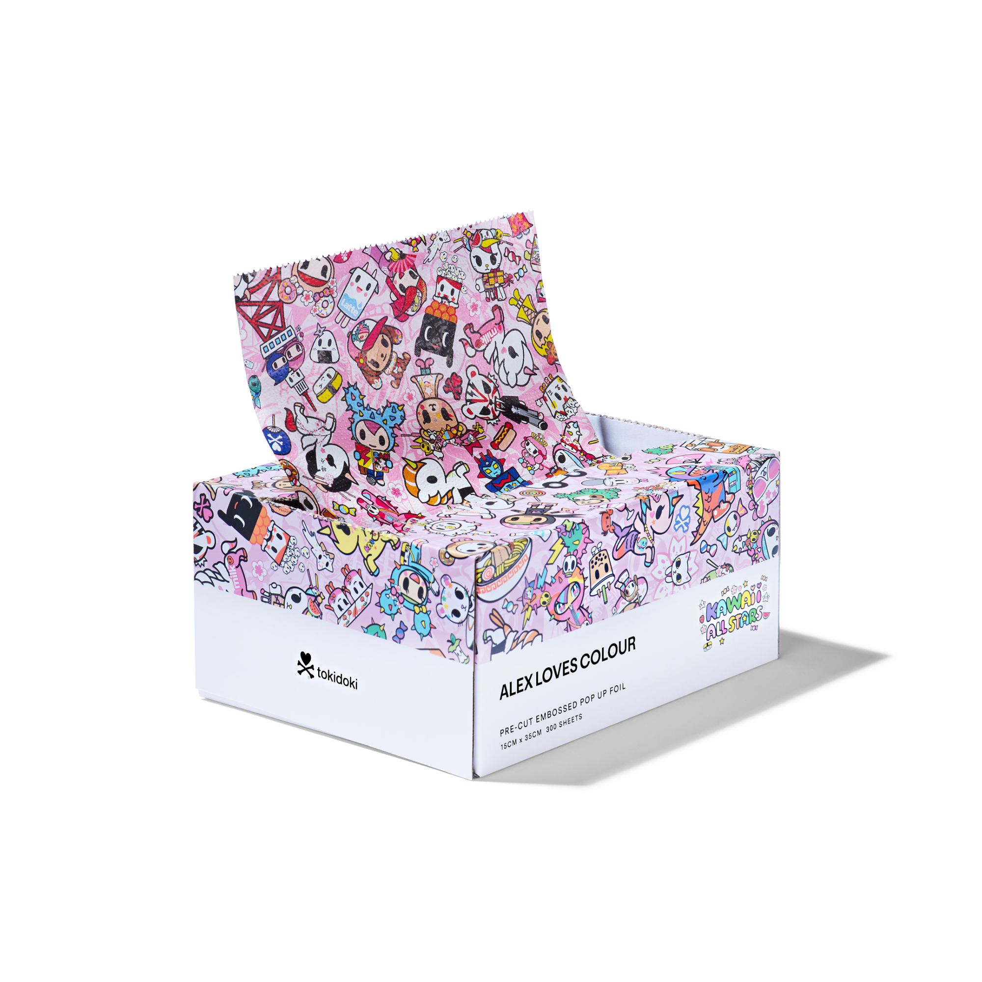 Tokidoki Kawaii Allstars - Long Wide (Pre-Cut-Pop-Up Hair Foil) 300 Sheets - 15cm x 35cm