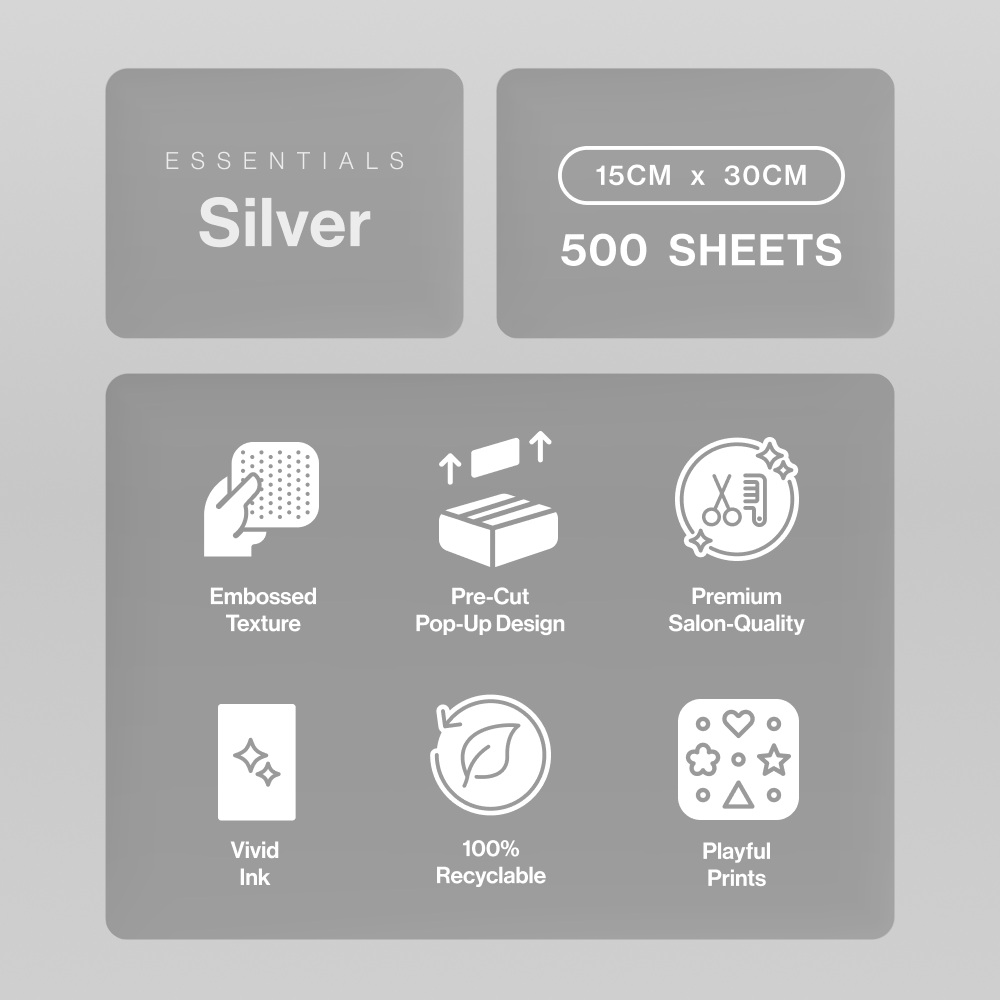 Silver Essentials Hair Foil 500pk (15cm x 30cm)