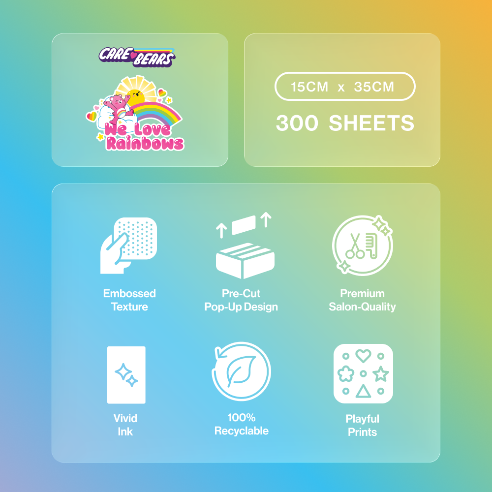 Care Bears 'We Love Rainbows' Hair Foil 300pk (15cm x 35cm)