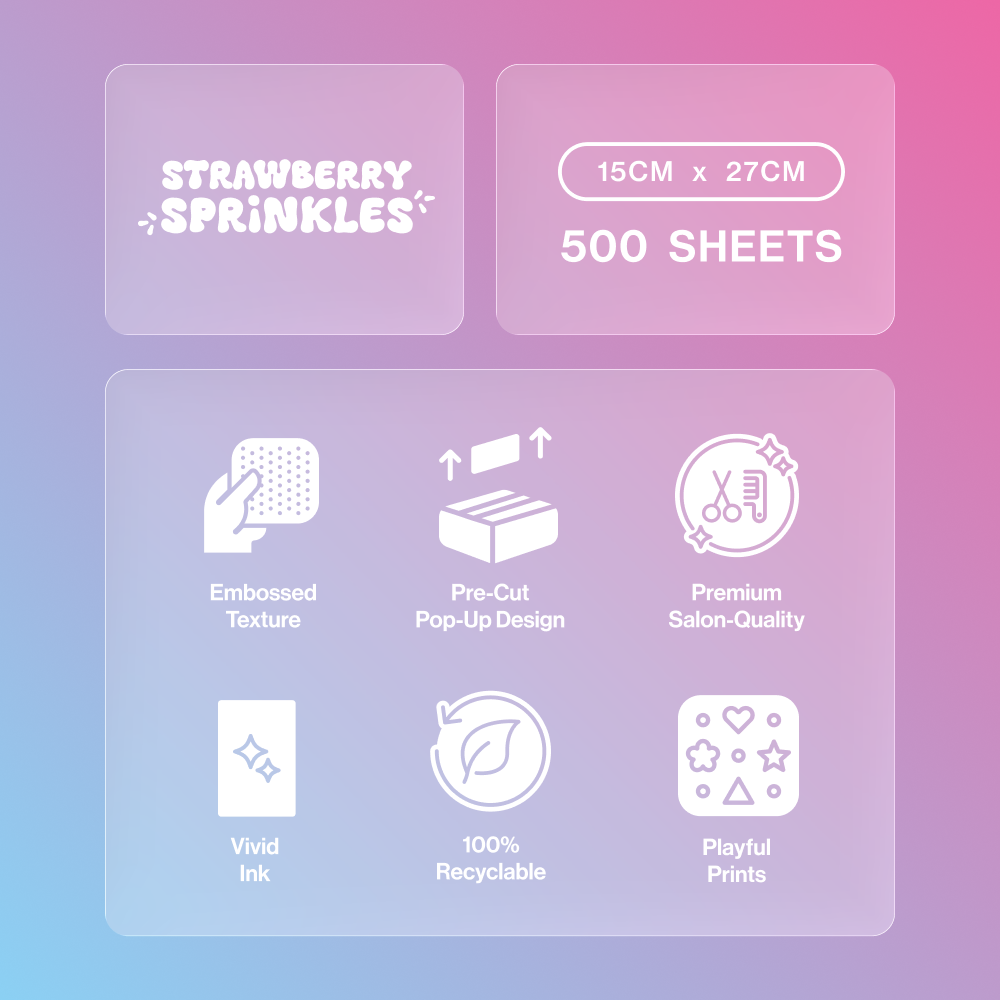 Strawberry Sprinkles Hair Foil 500pk (15cm x 27cm)