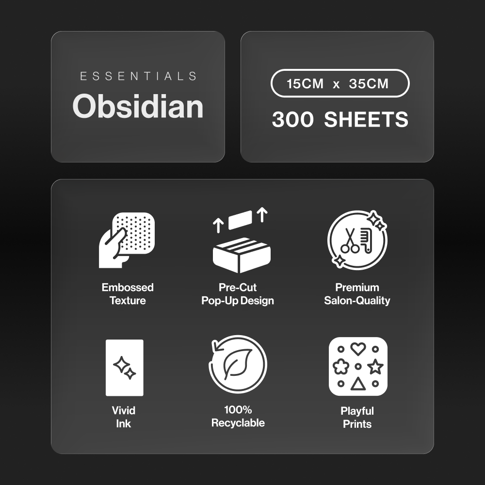 Obsidian Long-Wide Essentials Hair Foil 300pk (15cm x 35cm)