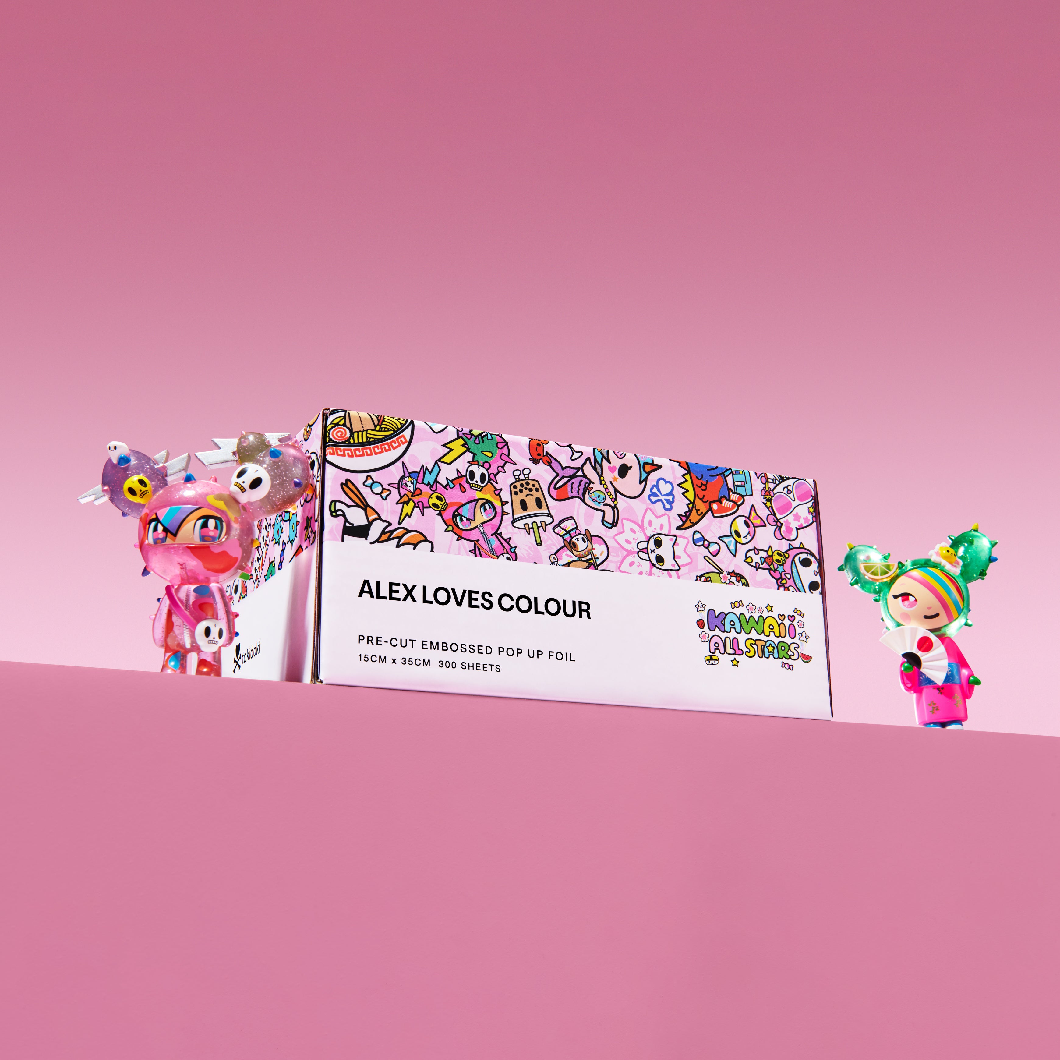 Tokidoki Kawaii Allstars - Long Wide (Pre-Cut-Pop-Up Hair Foil) 300 Sheets - 15cm x 35cm