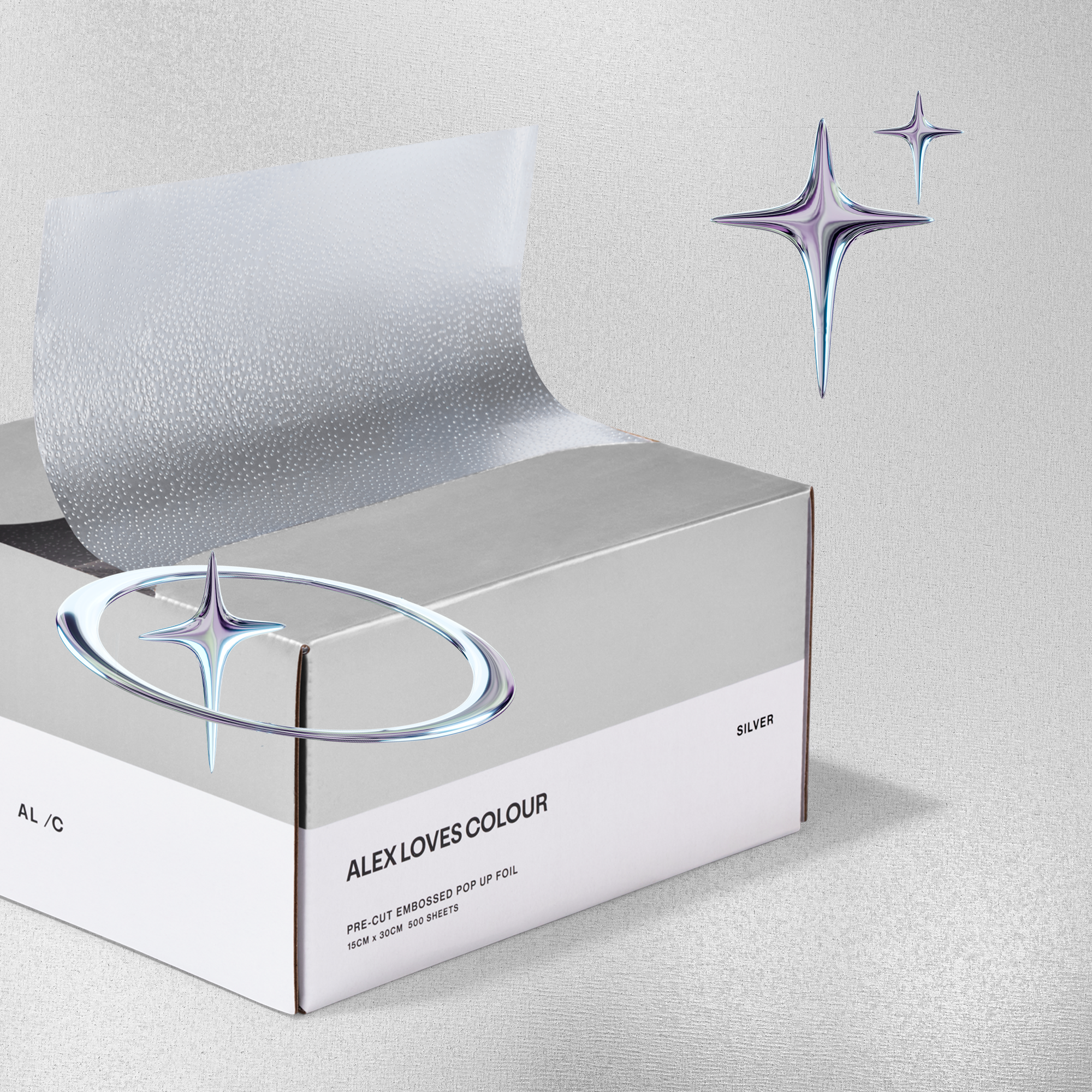 Silver - Wide (Pre-Cut-Pop-Up Hair Foil) 500 Sheets - 15cm x 30cm